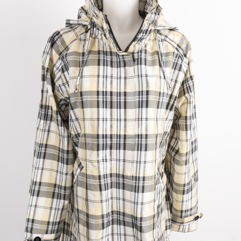 UBU Plaid Jacket Rain Coat Windbreaker Yellow Blak